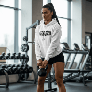 dominate premium white workout hoodie