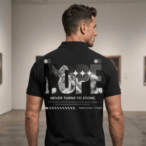 Thread Evoke Black Airtex Polo: Casual Wear Polo T-Shirt