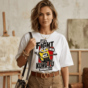 Chaos in Style: The "KUNG FU SOUNDS" Oversized White Tee