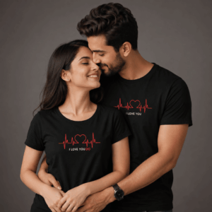 I Love You Heartbeat Couple T-Shirt — Matching Tees for Him & Her