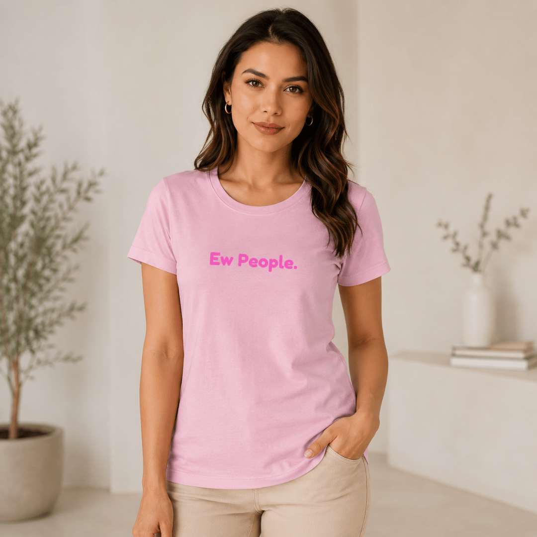 lbp_Front: Ew People. women's graphic t-shirt in baby pink — 100% cotton regular fit