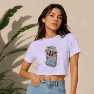 Thread Evoke stretch graphic crop tee in lavender — cotton spandex baby tee women